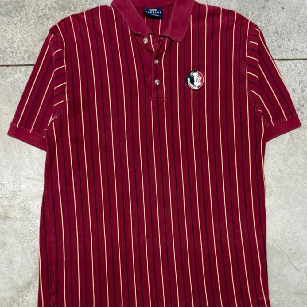 Florida State Seminoles Vintage 90s Pinstripe College Golf Polo Sz Large